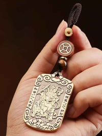 Marshal Zhao Gongming Command Talisman - Solid Copper Wealth God Plaque (5x3cm)