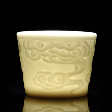 Guan Yun • Mutton-Fat Jade Porcelain Teacup – Collector’s Elegance &amp; Auspicious Serenity