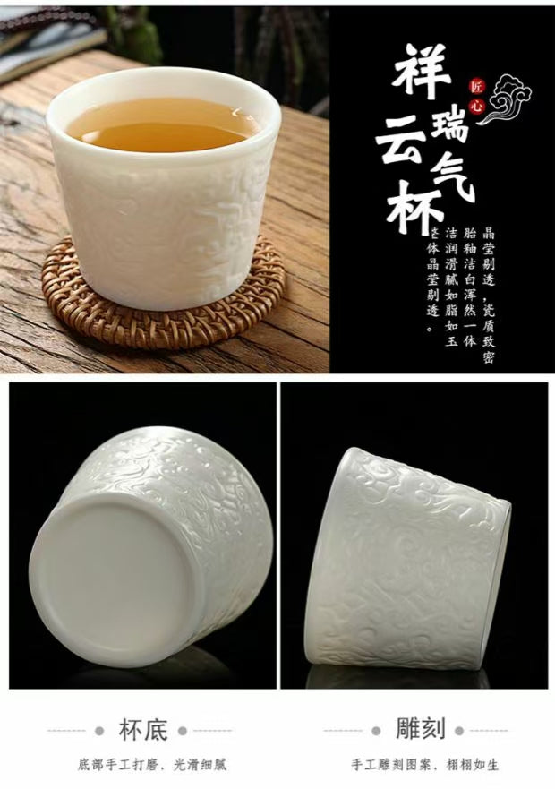 Guan Yun • Mutton-Fat Jade Porcelain Teacup | 觀雲•羊脂玉瓷素燒主人杯