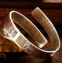 Mystic Cloud Seal Silver Bangle - Adjustable Ancient Rune Bracelet in Pure Silver (12mm｜46g)
