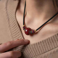 Natural Cinnabar Collarbone Pendant Necklace – Spiritual Elegance & Protection