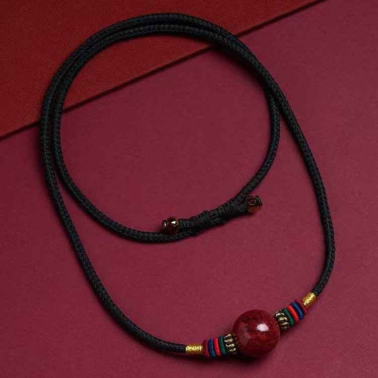 Natural Cinnabar Collarbone Pendant Necklace – Spiritual Elegance & Protection