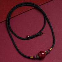 Natural Cinnabar Collarbone Pendant Necklace – Spiritual Elegance & Protection