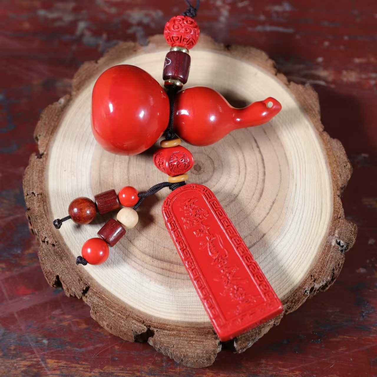 Natural Cinnabar Hulu & Peace Talisman Pendant – Spiritual Harmony & Protection