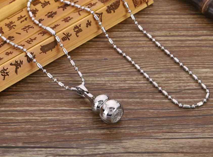 Nine Mantra Titanium Steel Hulu Pendant - Engraved Taoist Talisman with Opening Design (40mm｜Adjustable)