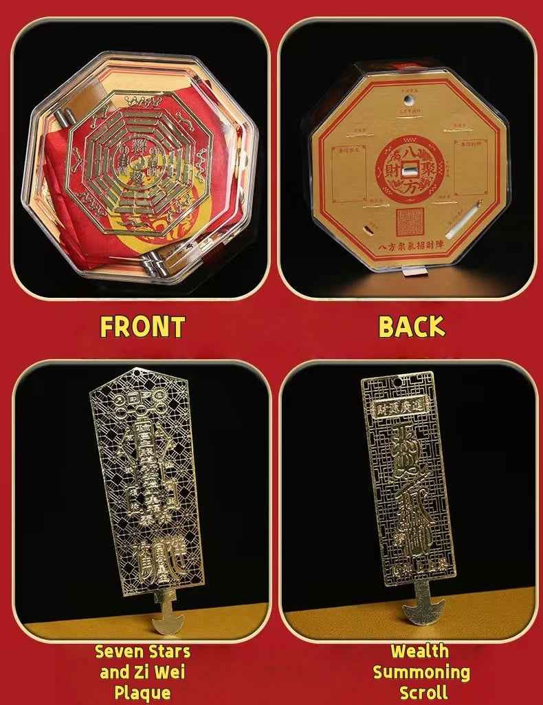 Octagonal Energy Matrix Feng Shui Set - Complete Cosmic Harmony Toolkit (14x14x8cm)