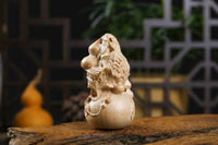 Peach Wood Five Blessings Gourd – Ming-Qing Style Hand-Carved Wearable Talisman