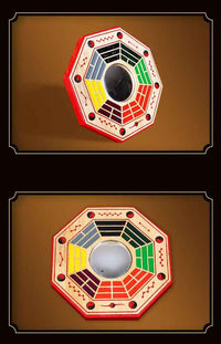 Peach Wood Qian Kun Mirror – Yin-Yang Balancing Feng Shui Talisman with Hand-Painted Art