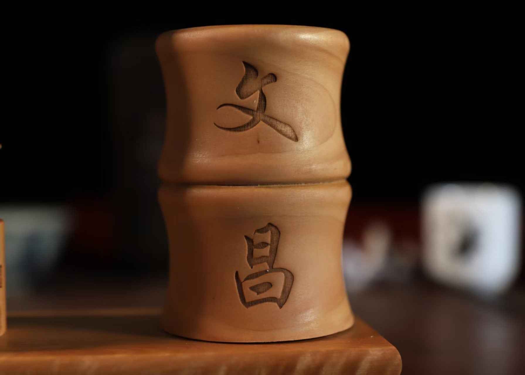 Scholar's Pagoda Pen Holder - Peach Wood Craftsmanship