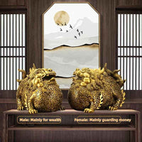 Pi Xiu (Pi Yao) Wealth Statue Set – Male & Female Pair (Pure Copper) – Office/Home/Grand Opening Gift