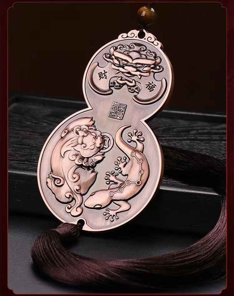 Pi Xiu, Gecko & Hulu Talisman Pendant – Cosmic Guardianship & Triple Blessings