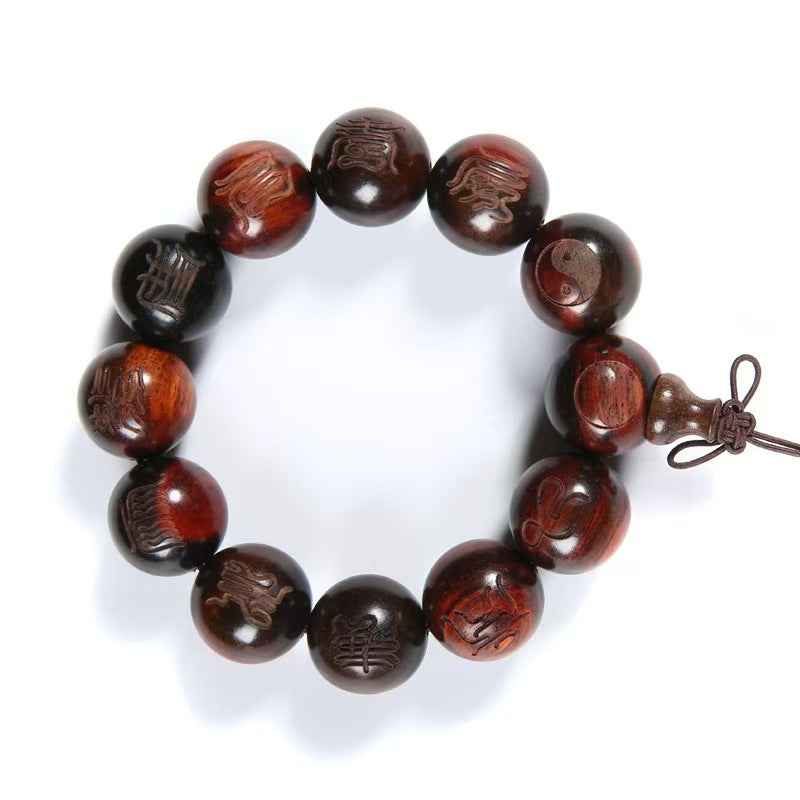 Rosewood "Celestial Scripture" Prayer Beads Bracelet – Spiritual Harmony &amp; Timeless Craftsmanship