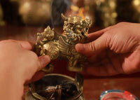 Pure Brass Pi Xiu Tower Sculpture – Feng Shui Wealth Guardian Set in Three Sizes