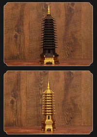 Pure Brass Wen Chang Tower Sculpture – Feng Shui Academic Success & Career Advancement Talisman