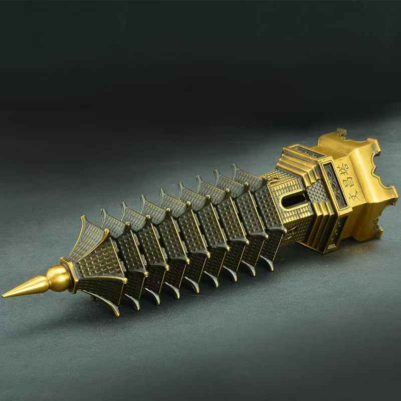Pure Brass Wen Chang Tower Sculpture – Feng Shui Academic Success & Career Advancement Talisman