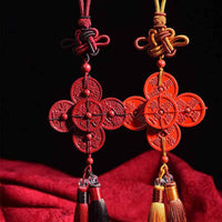 Purple-Gold Cinnabar Five Emperor Coins Tassel Pendant – Imperial Wealth &amp; Spiritual Elegance