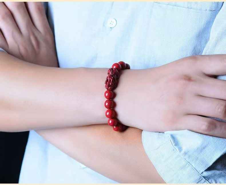 Purple-Gold Cinnabar Pi Xiu Bracelet – Wealth Guardian & Spiritual Elegance
