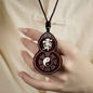 Rosewood & Silver Inlay Hulu Pendant – Cosmic Harmony & Celestial Protection