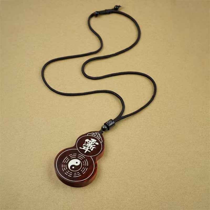 Rosewood & Silver Inlay Hulu Pendant – Cosmic Harmony & Celestial Protection