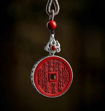 Shan Gui Mystical Talisman – Vermilion Cinnabar &amp; Sterling Silver Amulet
