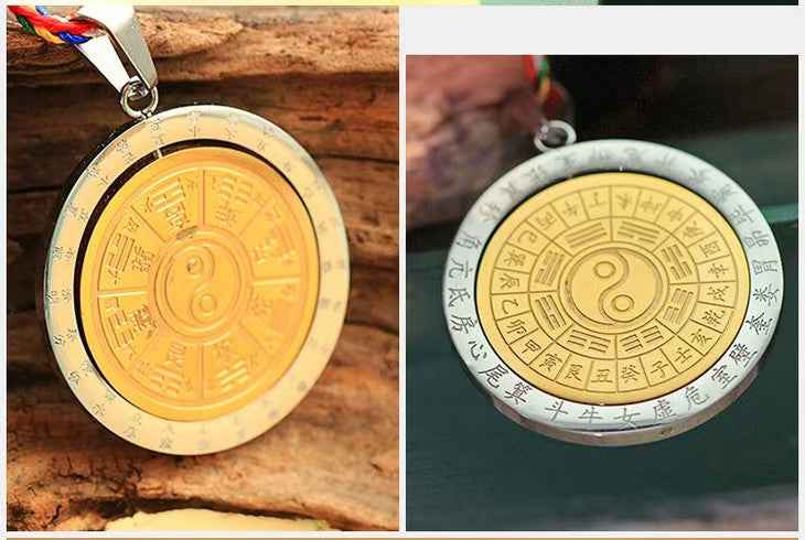 Tai Chi 28 Lunar Mansions Pendant – 316L Titanium Steel Cosmic Harmony Necklace (3.2cm)