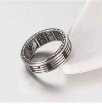 Rotating Titanium Steel Bagua Ring – Engraved Eight Trigrams & Trigram Names (18mm)