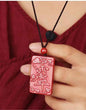 Zi Wei Talisman Cinnabar Pendant - Natural Cinnabar Amulet with Big Dipper Engraving (45x28x5mm｜22g)
